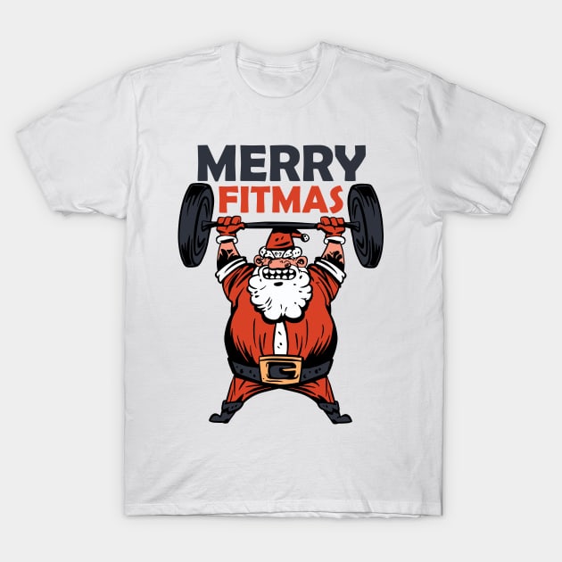 Merry Fitmas Funny Christmas Workout design T-Shirt by theodoros20